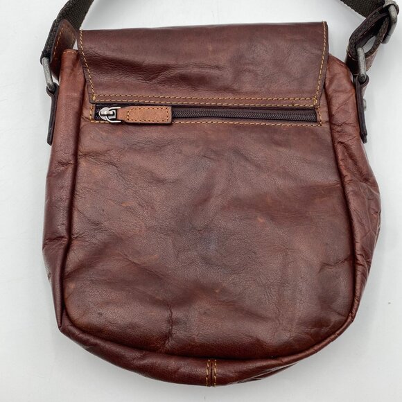 Jack Georges Dark Brown Leather Crossbody Bag Rustic Cowboy Rodeo Purse Boho 9" - Picture 3 of 13